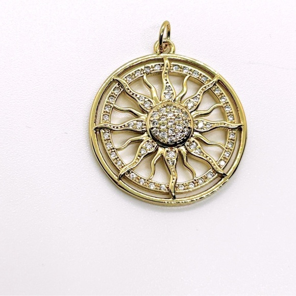 NWOT Stainless Steel Gold Plated Sunburst pendant/charm quarter Size - Picture 6 of 7